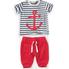 Striped T-shirt Tops+Red Pants Toddler Suits